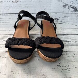 NWOB Jellypop Kids Black Wedge Espadrille Sandal Wedge Heel Platform Shoes 3M
